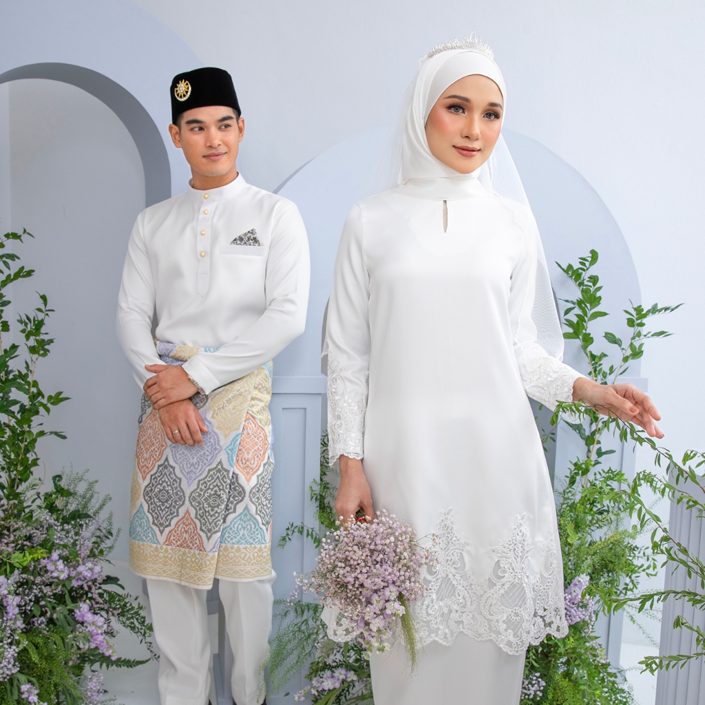 BAJU NIKAH ZARIA COUPLE SET - ออฟไวท์