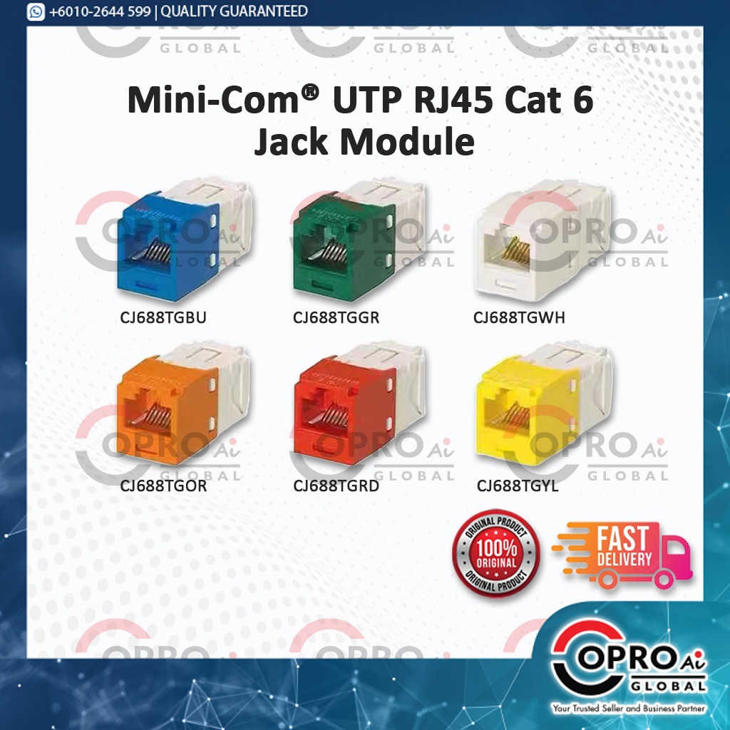 Panduit Mini-Com UTP RJ45 Cat 6 TG Jack Module [นําเข้า USA]