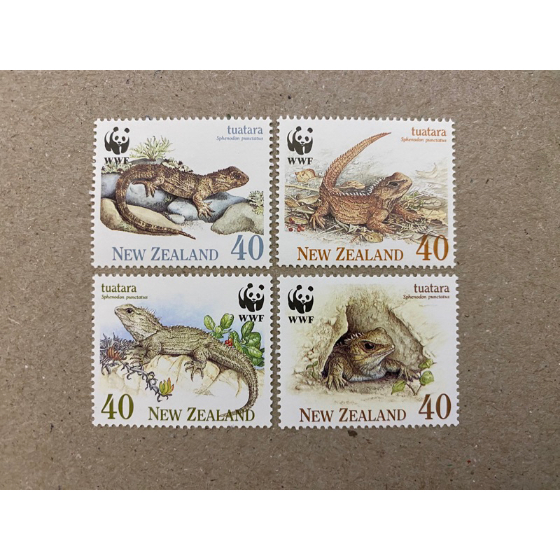 {JK} นิวซีแลนด์ 1991 - WWF Series สายพันธุ์ที่สิ้นเปลือง แสตมป์ Tuatara 4V MNH