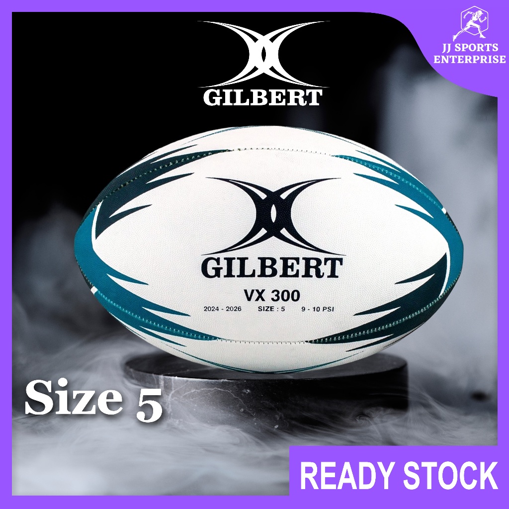 Gilbert VX300 ลูกรักบี้ VX 300 ขนาด 5 อาวุโส Black Bola Ragbi Bola Sukan ผู้ใหญ่ Bola Ragbi Latihan 