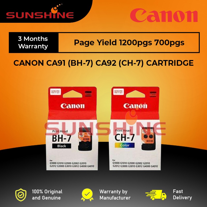 Canon G series CA91/CA92 BH7 CH7 Printhead QY6-8007 Colour / QY6-8003 สีดํา สําหรับ G1000,G1010,G201