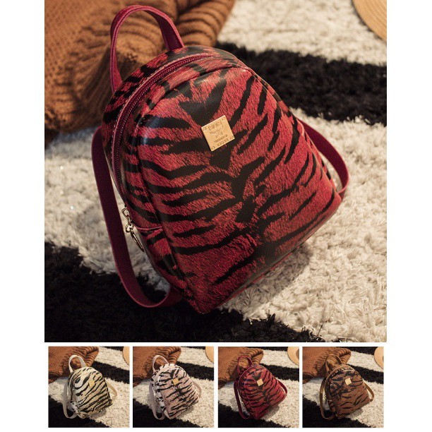 (BAGS.HUNTER)BP0001 Korean Women Sling Bag Backpack Bag หนังเสือออกแบบ