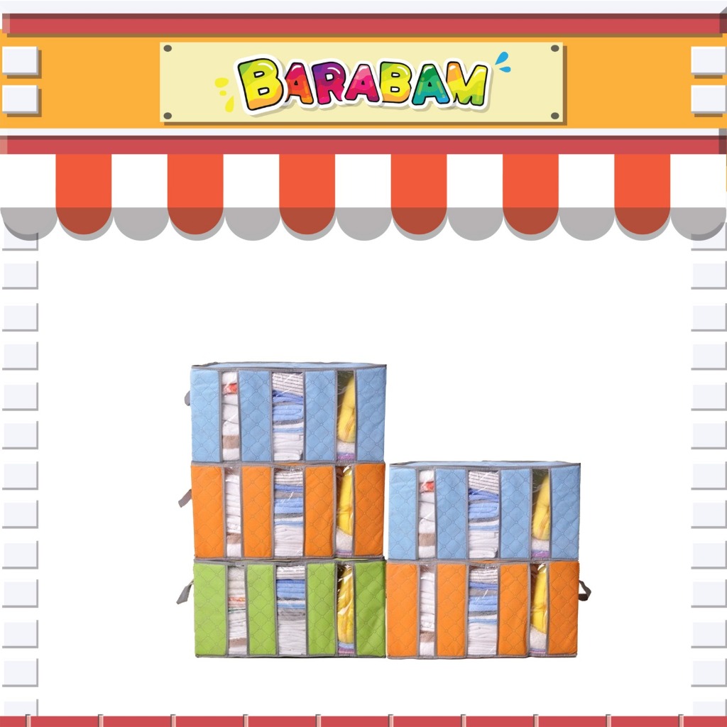 Barabam [ต่อ ชิ้น] กล่องเก็บเสื้อผ้ากล่องรับ 65 ลิตรทําจากคาร์บอนไม้ไผ่เคลือบขนาดใหญ่