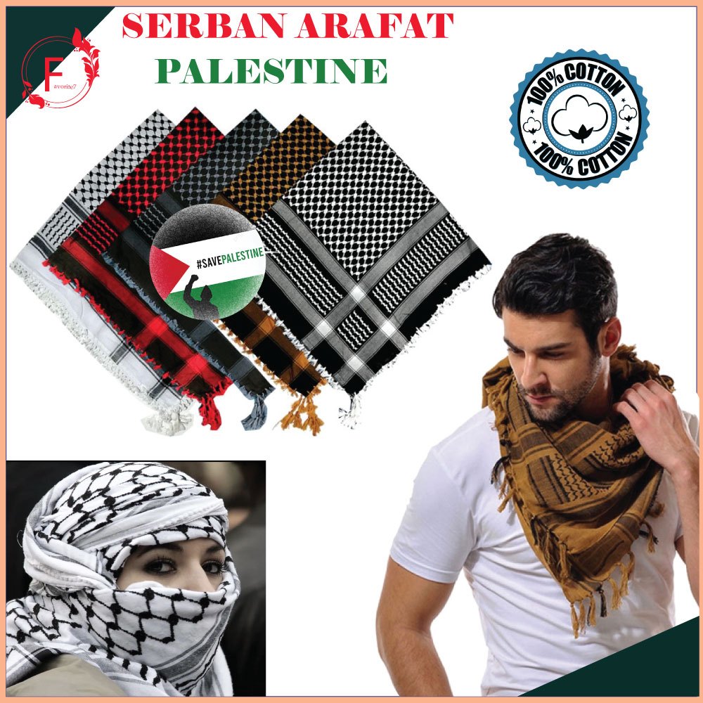 The KEFFIYEH PALESTINIAN BLACK-WHITE (SHIMAGH / SERBAN ARAFAT) - ผ้าพันคอแบบดั้งเดิมจาก Palestine) - ขนาด 50"x50"