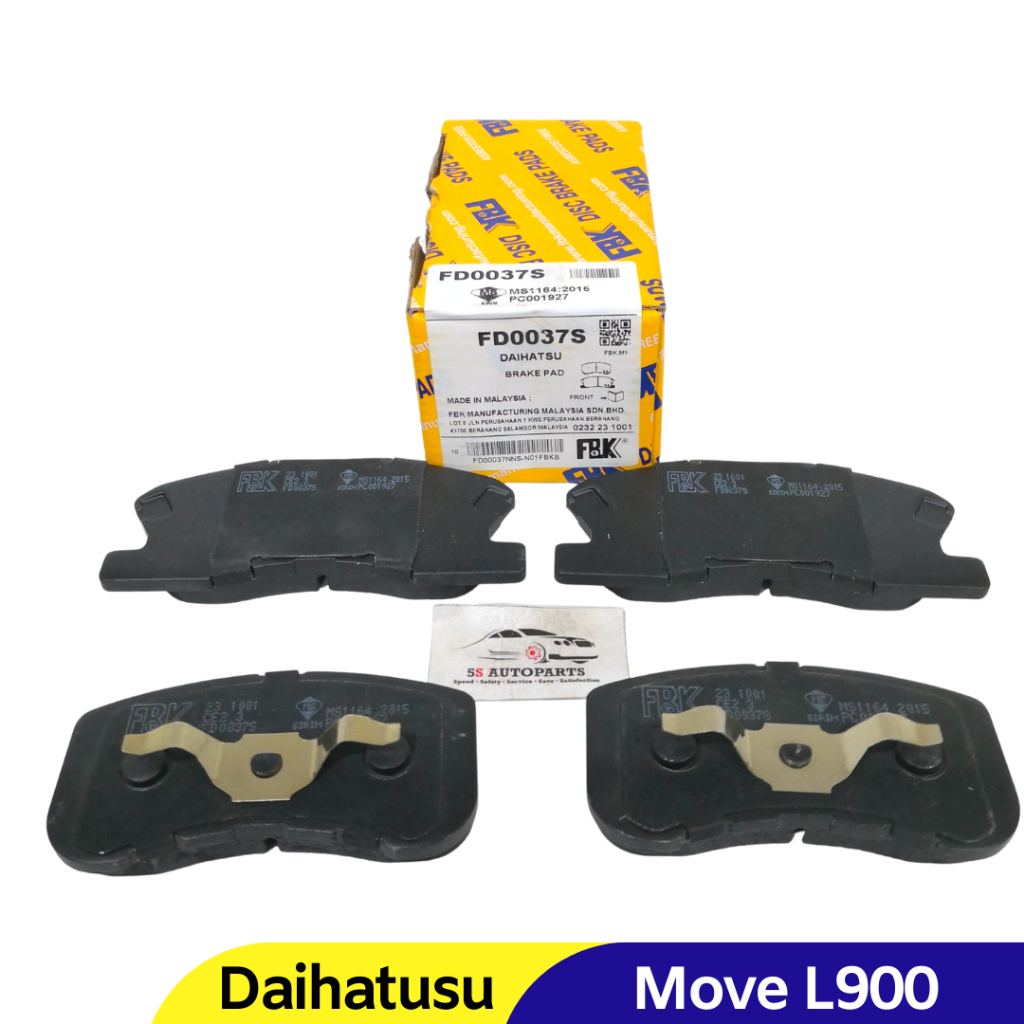 FBK Perodua Kenari/Daihatsu Move L900 / Kancil Mira L7 Turbo Front/Depan Disc Pad 1 Set 4 ชิ้น (FD00