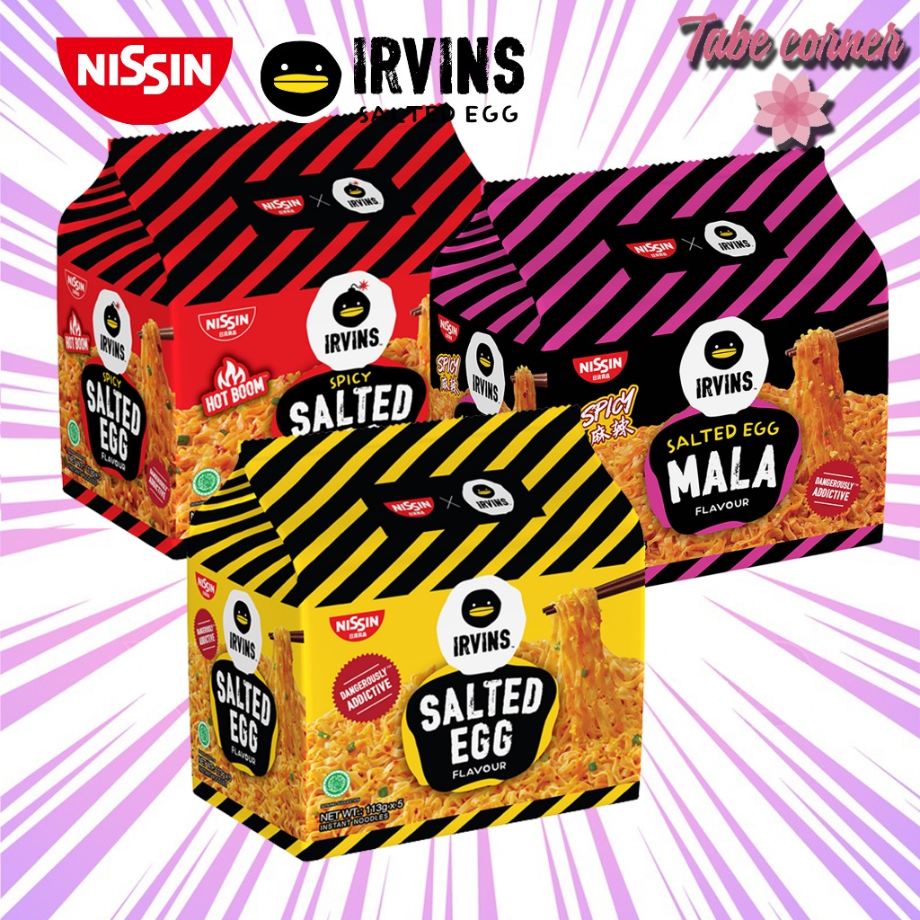 HALALNISSIN x IRVINS บะหมี่กึ่งสําเร็จรูปไข่เค็ม ไข่เค็ม เผ็ด (ถุง 5 และแพ็คเดี่ยว) | 清日 x IRVINS eg