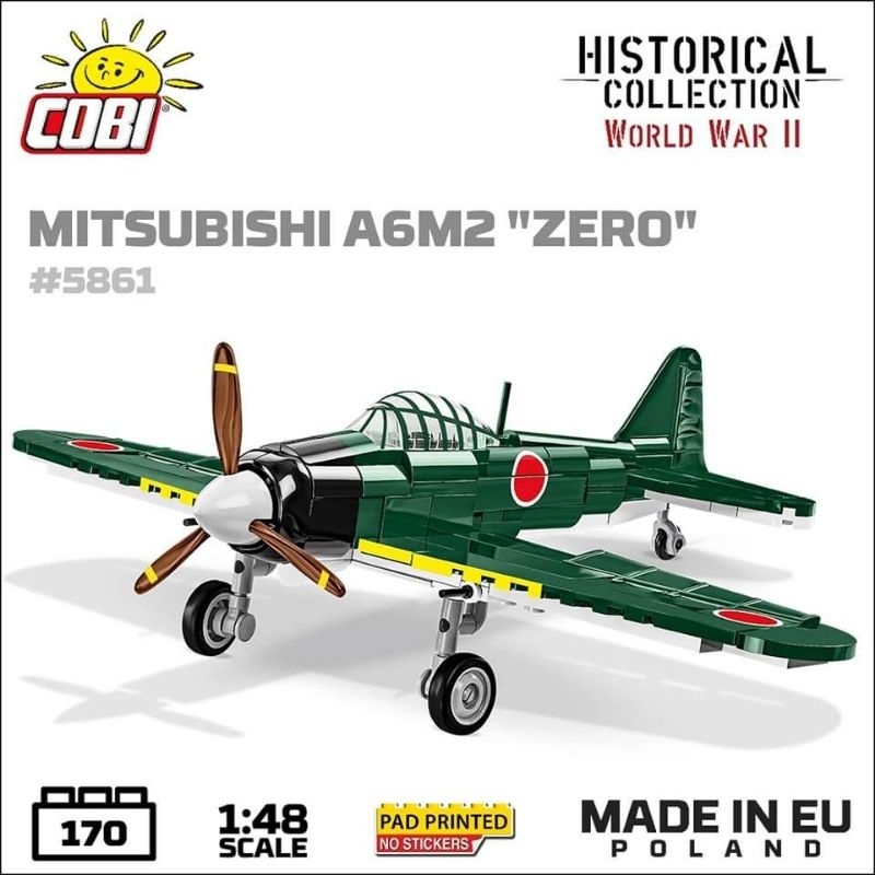 COBI Mitsubishi A6M2 Zero – WW2 เครื่องบินรบญี่ปุ่น (1/48 Scale) – อิฐที่เข้ากันได้ของ LEGO – ผลิตใน