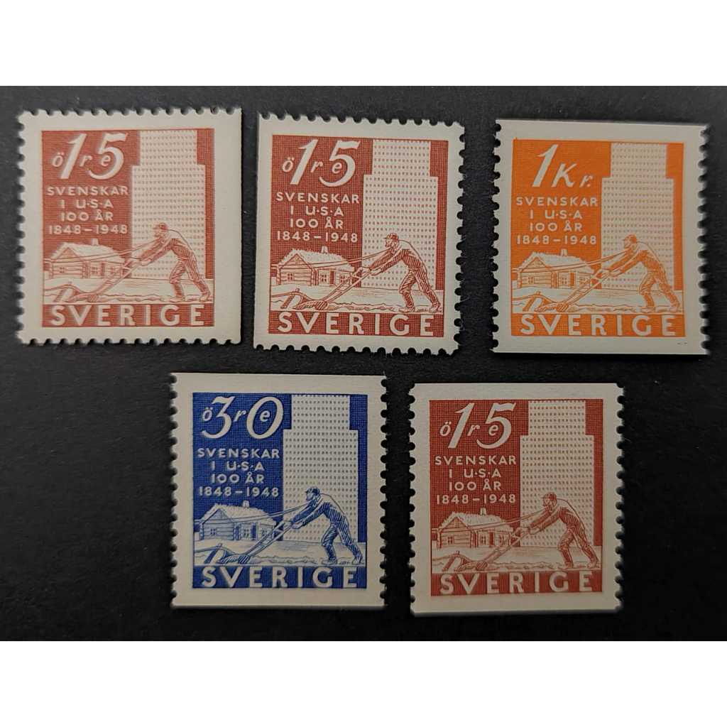 SVERIGE สวีเดน 1948 The Pioneer Jubilee, MINT, COMPLETE SET