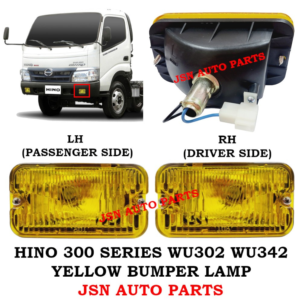J106S08 HINO 300 WU302 WU342 สีเหลือง BUMPER โคมไฟหมอก