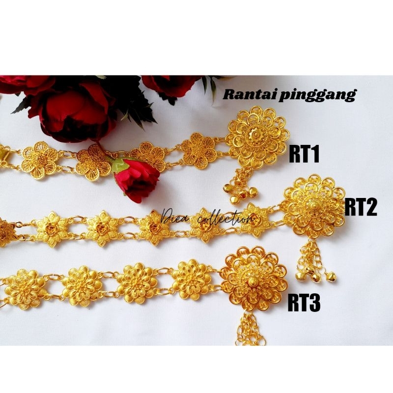 4 Thai Traditional Tali Pinggang Sarong Gold Belt
