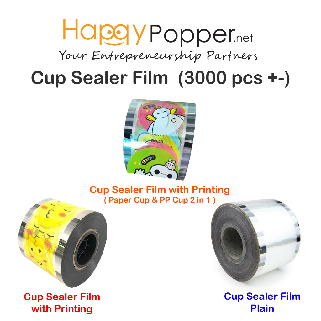 Happypopper Cup Sealer Film Printing/ธรรมดา 3000+- Pre Roll 2IN1(Paper&PP)Sealer Film For Sealer Cup
