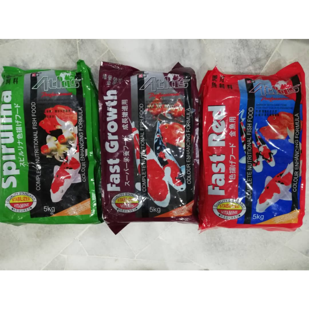 (3xPacks) Atlas Floating Koi Feed Food XL 5kg Fish Aquarium Pond Makan Ikan Koi Akuarium Kolam