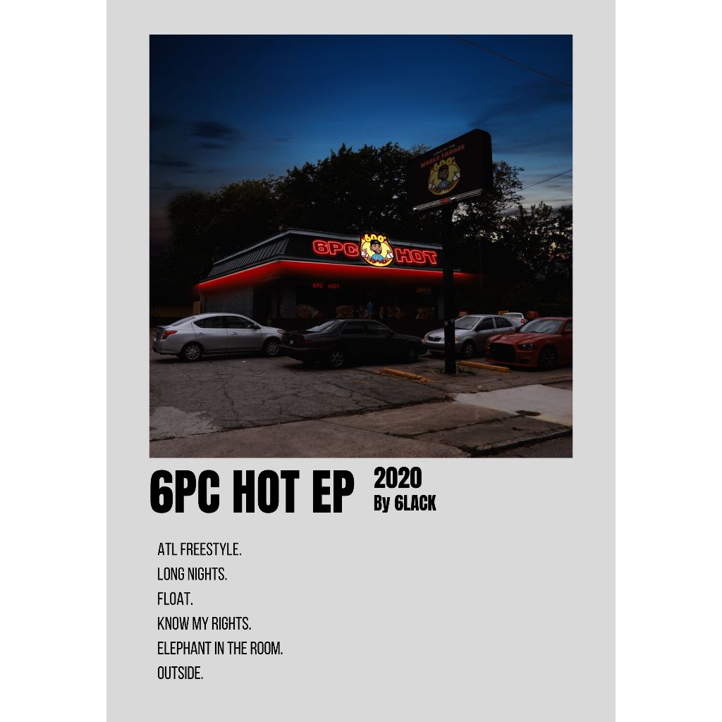 อัลบั้มปกโปสเตอร์ 6 ชิ้น Hot Ep by 6LACK