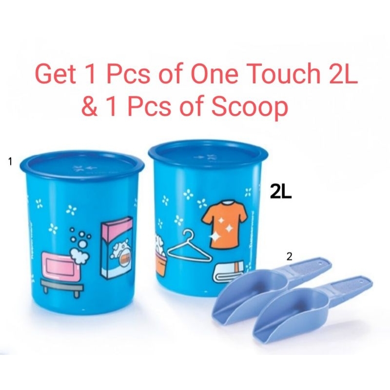 Tupperware Cleankeep One Touch Canister 2L กระป ๋ อง 1 และ Scoop WARE Cleankeep One Touch Canister 2L กระป ๋ อง 1 และ Scoop