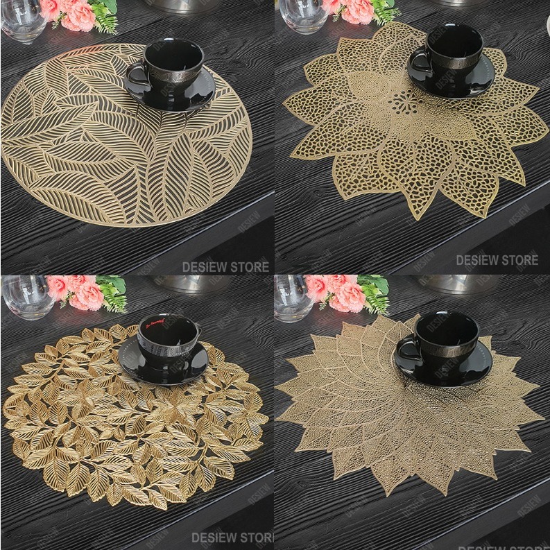 Lapik Meja Alas Meja ตาราง 6 / 8 Kerusi ทองดอกไม้ใบร้านอาหาร Dinning Placemat Restoran