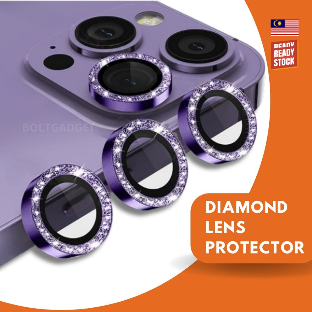 ตัวป้องกันเลนส์กล้อง เพชร สําหรับ iPhone 15 Pro Max 15 Plus 14 13 MINI 11 12 Pro Max แหวน โลหะ กระจก ป้องกัน
