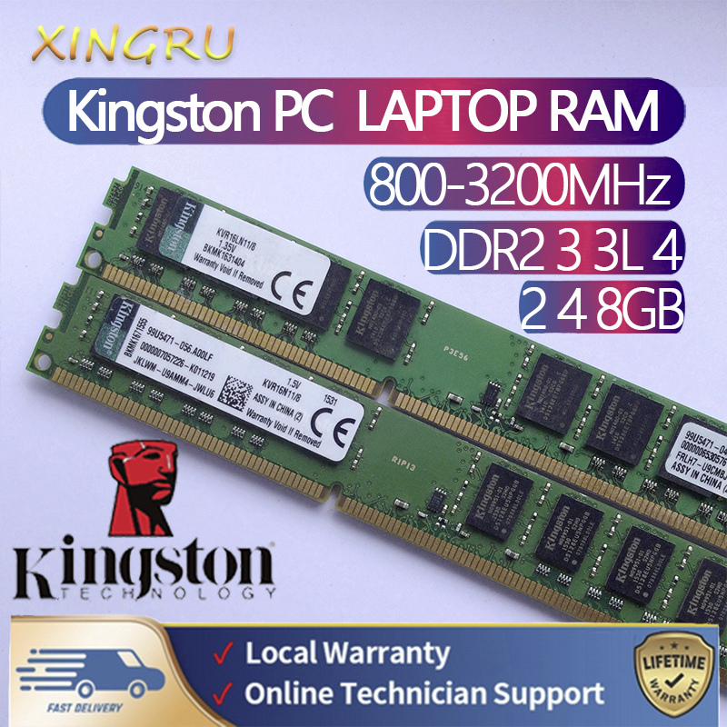 Kingston หน่วยความจําแล็ปท็อป โน้ตบุ๊ก DDR2 DDR3L DDR4 RAM 2 4 8GB 667 800 1066 1333 1600MHz
