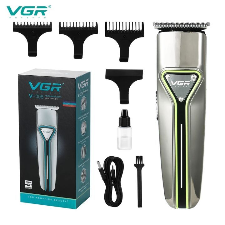 💯 VGR V-008 Professional ไฟฟ้าเสียงรบกวนต่ําผม Trimmer สําหรับชายชาร์จไร้สายผม Trimmer