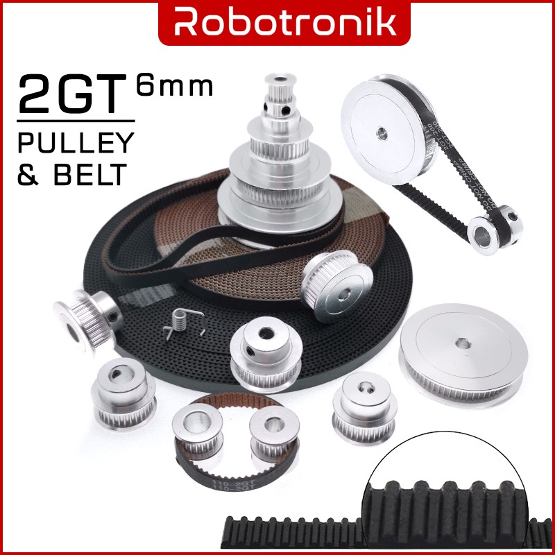 2GT Pulley & Belt (กว้าง 6 มม.) เครื่องพิมพ์ 3D CNC Gear Timing Drive Belt Synchronous GT 2