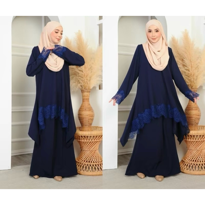 Baju Kurung Aliah ลูกไม้ New Arrival Raya Edition Italian Cey Ironless