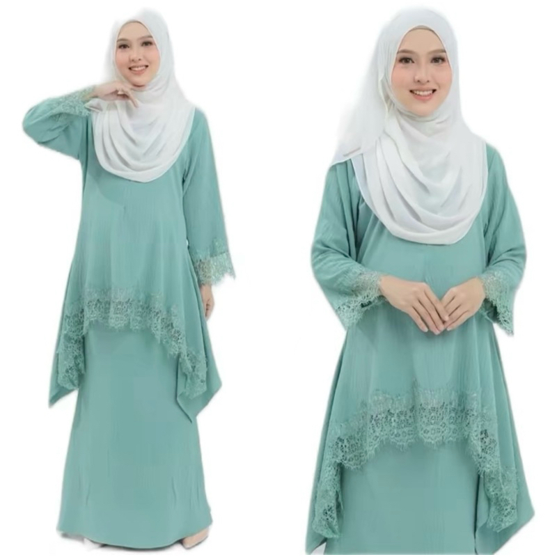 Baju Kurung Aliah ลูกไม้ New Arrival Raya Edition Italian Cey Ironless