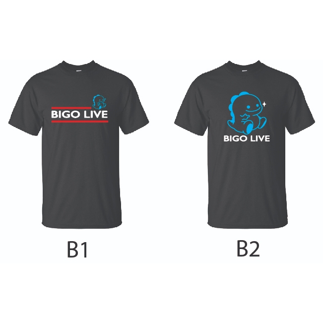 เสื้อยืด BIGO LIVE ผ้าฝ้ายสีดําและ MICRIBER สีดํา