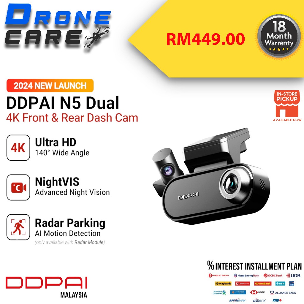 ** **DDPAI N5 Dual DashCam 4K Ultra HD GPS Mapping D2 Dual-Channel Storage Super Capacitor