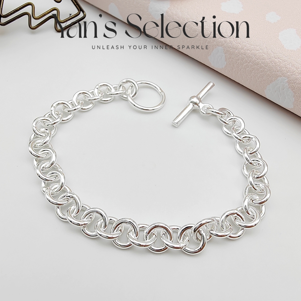 YANS 925 Silver Classic Link Chain Bracelet**Rantai Tangan/Gelang Perak**925银时尚高冷สร้อยข้อมือ