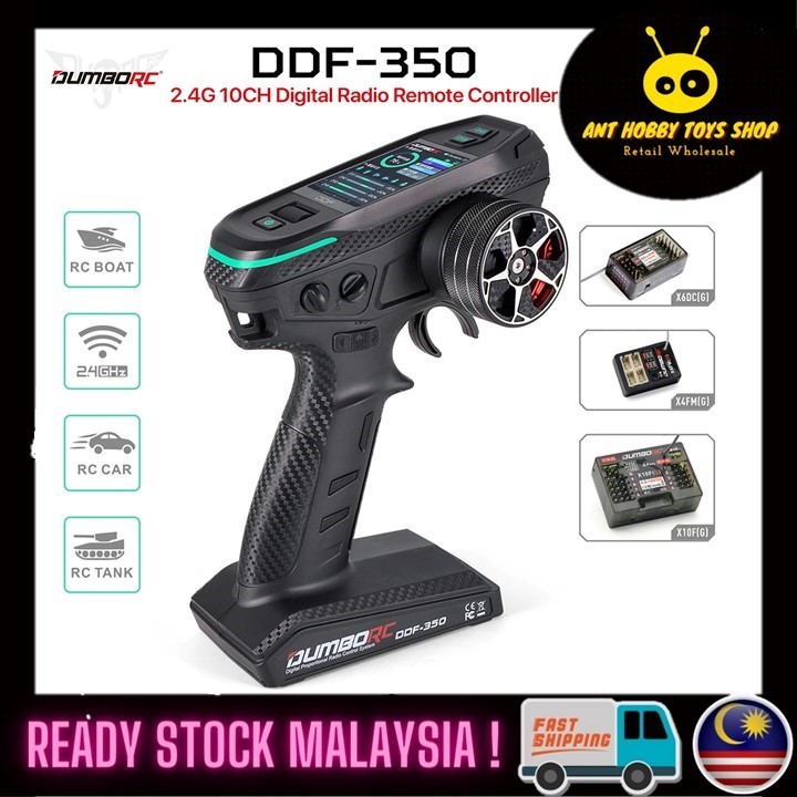 DUMBORC DDF 350 เครื่องส่งสัญญาณ 2.4G 10CH วิทยุดิจิตอลรีโมทคอนโทรลสําหรับ RC รถเรือถัง LCD FHSS ระบ
