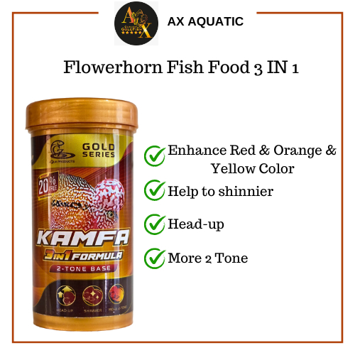 CZ Kamfa 3in1 อาหารปลา Makan Ikan (พื้นหลังสีแดง) - เฉพาะสําหรับ Kamfa เพื่อเพิ่มสีและสดใส , Head-Up