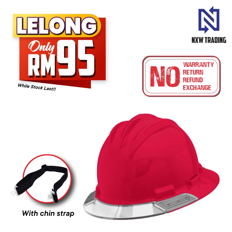 [LELONG] หมวกกันน็อค BULLARD ABOVE VIEW SAFETY WITH CLEAR VISOR - สีแดง (ฟรี CHINSTRAP)