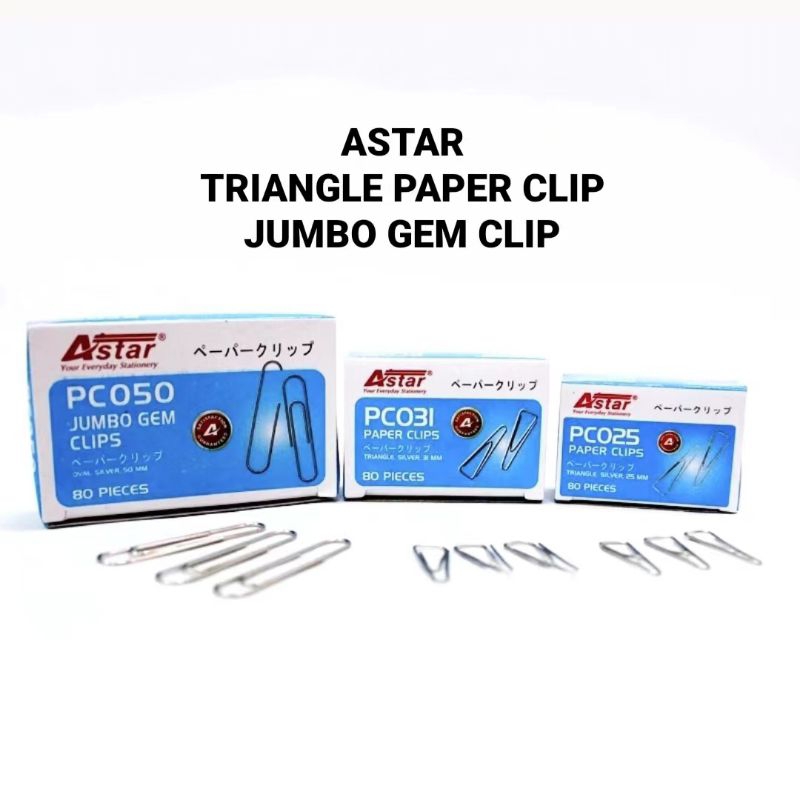 (1BIG BOX=10SMALL BOX) ASTAR คลิปกระดาษสามเหลี่ยม 80S PC025 PC031 PC050 行针 X 1BIG BOX