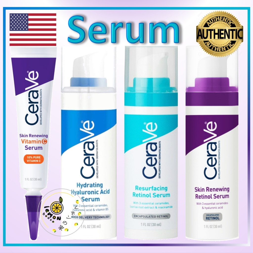 Cerave Hydrating Hyaluronic Acid serum/Skin Renewing Vitamin C serum /Resurfacing Retinol serum CeraVe serum 30ml