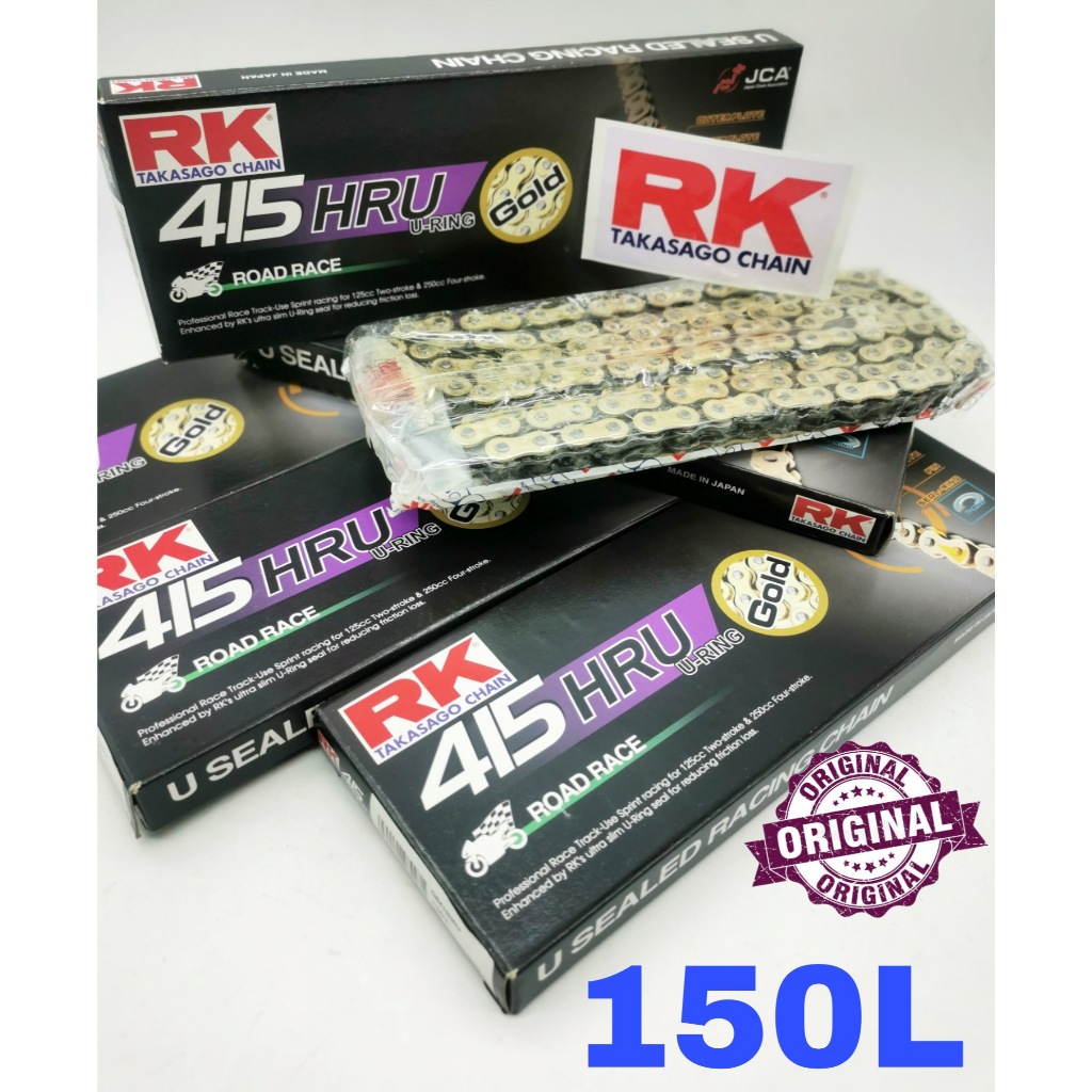 RK Gold Chain 415 U-Ring URing Rantai Emas HRU 150L RK JAPAN R25 Z250 Ninja250 CBR250RR MT25 Y15 Uni