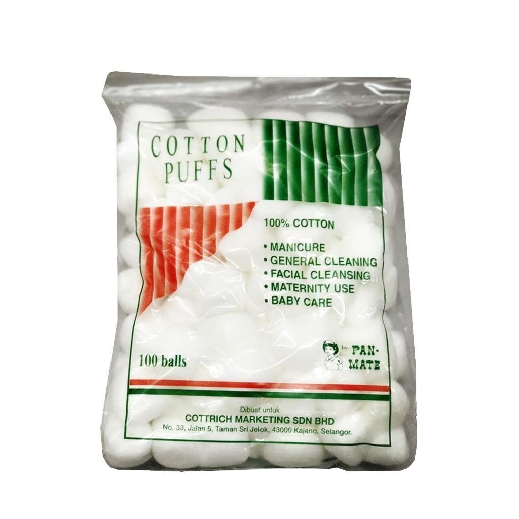 ลูกบอลผ้าฝ้าย Pan-Mate / Kapas Bulat Cuci Luka/ ผ้าฝ้ายแท้ 100% Lembut 100s / 2X 100s