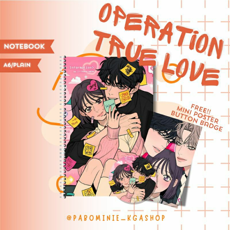 [MANHWA] OPERATION TRUE LOVE NOTEBOOK A6 BUTTON BADGE MINI โปสเตอร์อะนิเมะ SJO AI