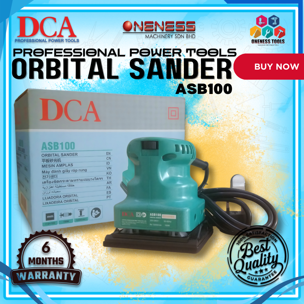 "DCA - PROFESSIONAL POWER TOOLS ORBITAL SANDER ASB100" ORBITAL SANDER ASB100 DCA