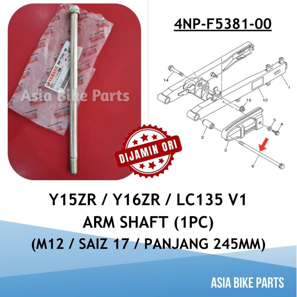 Yamaha Y15ZR / Y16ZR / LC135 V1 Arm Shaft - 4NP-F5381-00
