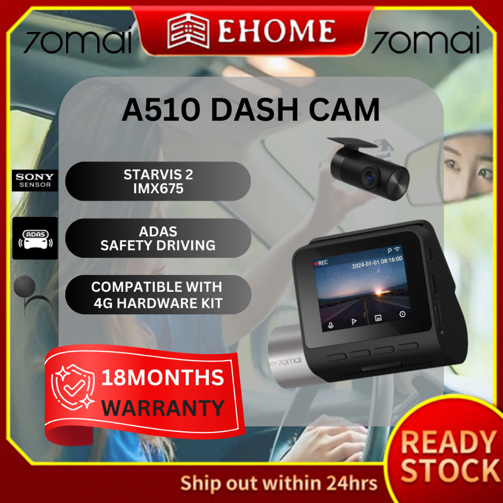 [PERORDER] 70mai A510 Dash Cam Dual Vision Car Recorder พร้อม GPS ADAS