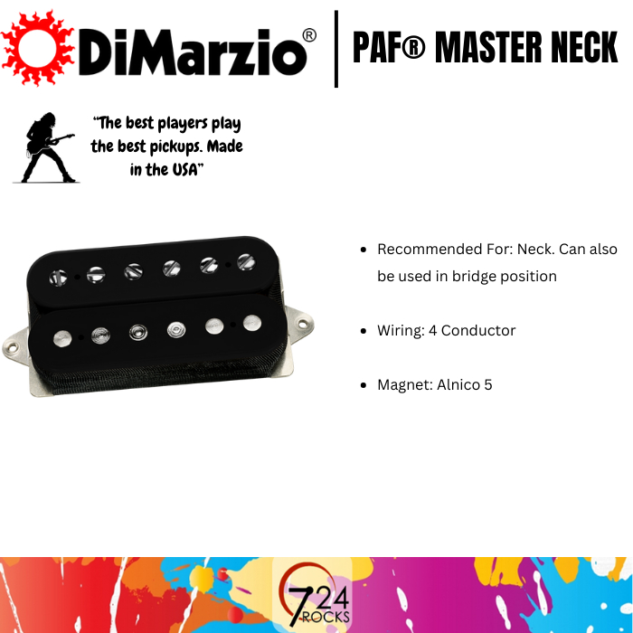 Dimarzio Pickup DiMarzio DP260BK PAF Master Neck Black DP260 Guitar Pickup 724ROCKS