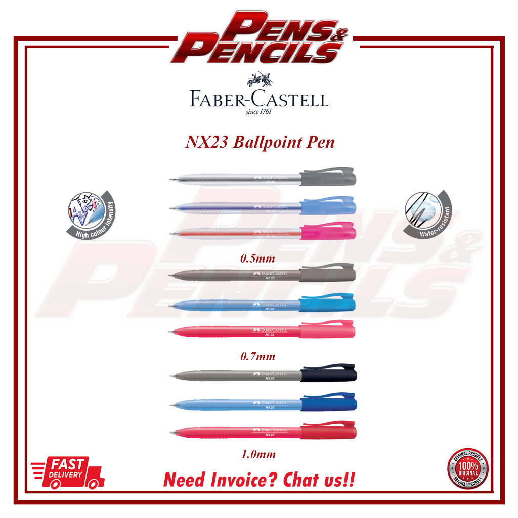 Faber Castell NX23 Ball Pen 0.5 มม. 0.7 มม. 1.0 มม. สีดําสีน้ําเงินสีแดงเครื่องเขียน / NX 23 / NX23 (1 ชิ้น)