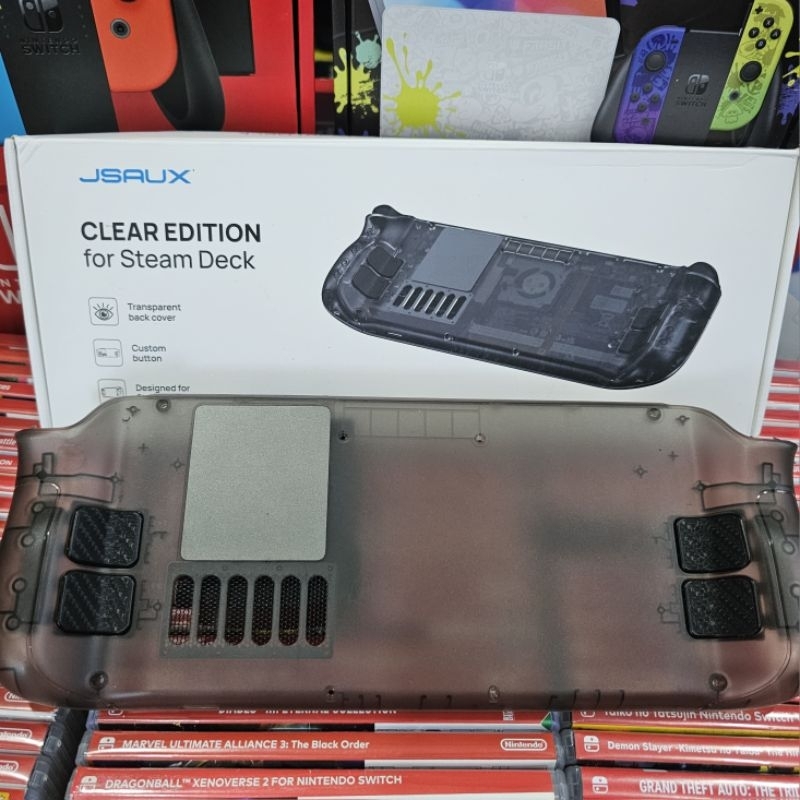 แผ่นหลังโปร่งใส JSAUX สําหรับ Steam Deck ใสสีแดง (มือสอง)