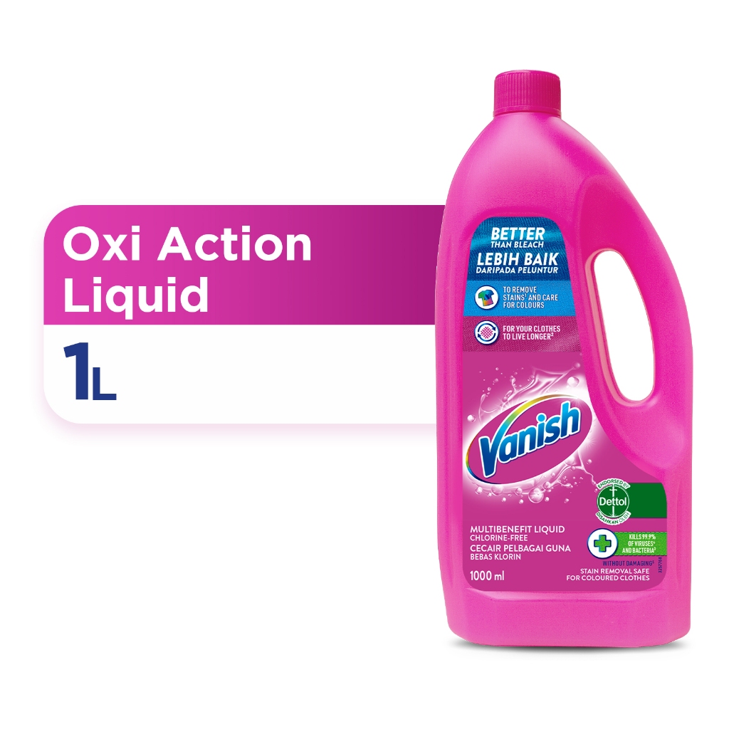 Vanish Fabric Clothes Oxi Action Stain Remover Pink Liquid 1L