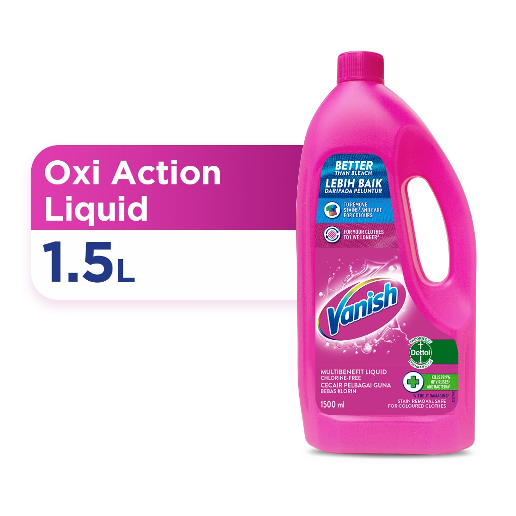 Vanish Fabric Clothes Oxi Action Stain Remover น้ํายาสีชมพู (1.5L)