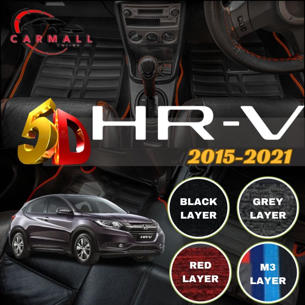 Honda HRV 2015-2021 5Dพรมพรมปูพื้นรถยนต์OEM Karpet Keretaกันน้ําAnti Slip Mat