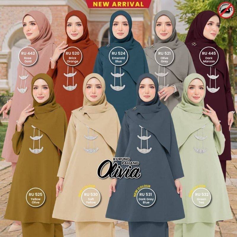 Baju Kurung Pahang OLIVIA Baju Kurung RAYA Baju Kurung Pesak Ironless Minimalist Exclusive Baju RAYA
