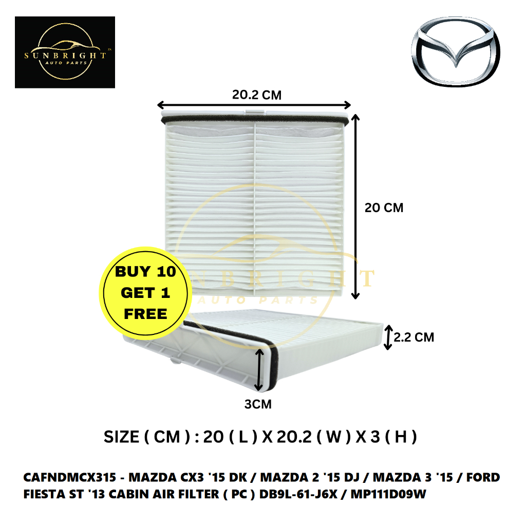 MAZDA CX3 15 DK / MAZDA 2 15 DJ / MAZDA 3 15 / FORD FIESTA ST 13 CABIN AIR FILTER ( PC ) DB9L-61-J6X