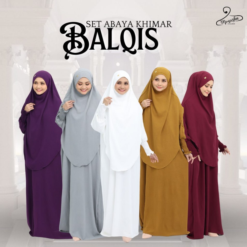 Balqis ชุด ABAYA KHIMAR UMRAH และ HAJJ TRAVEL KAIN CEY CREPE IRONLESS & PERCUMA KHIMAR TALI