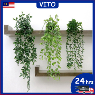 Artificial Vine Plants With Flowerpot Hanging Ivy Green Leaves Garden Decoration Fake Greenery Plant