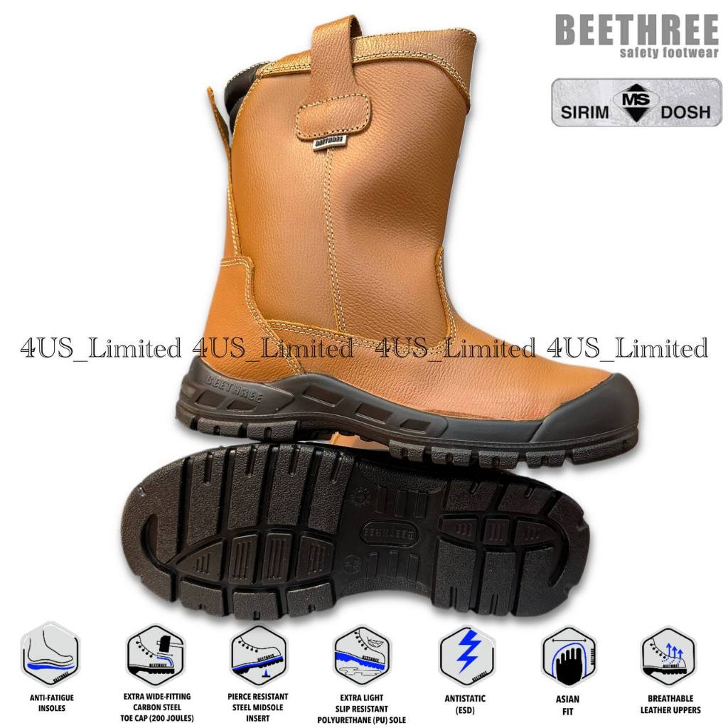 BEETHREE BT-8835 Pull-Up Boot 9.5" High Cut Safety Boots (SIRIM APPROVED) Kasut Safety